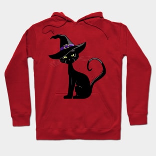 Halloween Trick Or Treat Cat in Witch Hat Hoodie